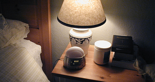 Night side stand with alarm clock
