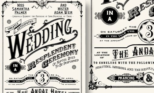 typography non traditional wedding invitations text 500x332 Vintage Inspired