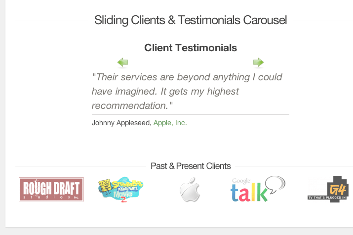 clients slider testimonial carousel tutorial screenshot