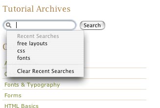 Search fields in Safari