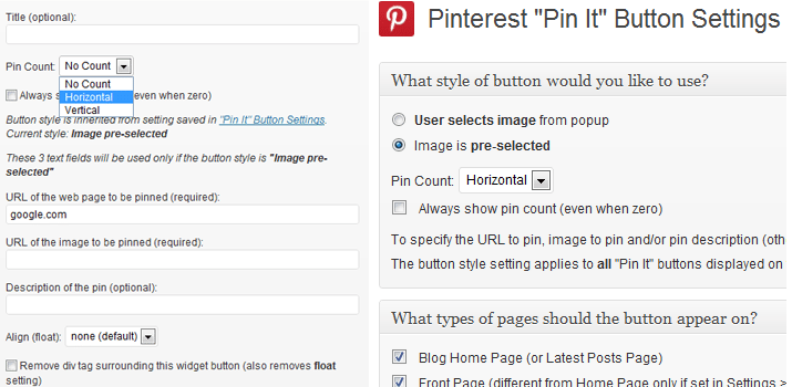 pinterest pinit button badges wordpress open source