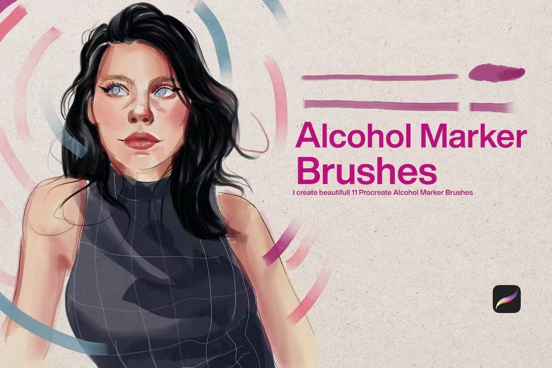 10 Alcohol Marker Brushes for Procreate