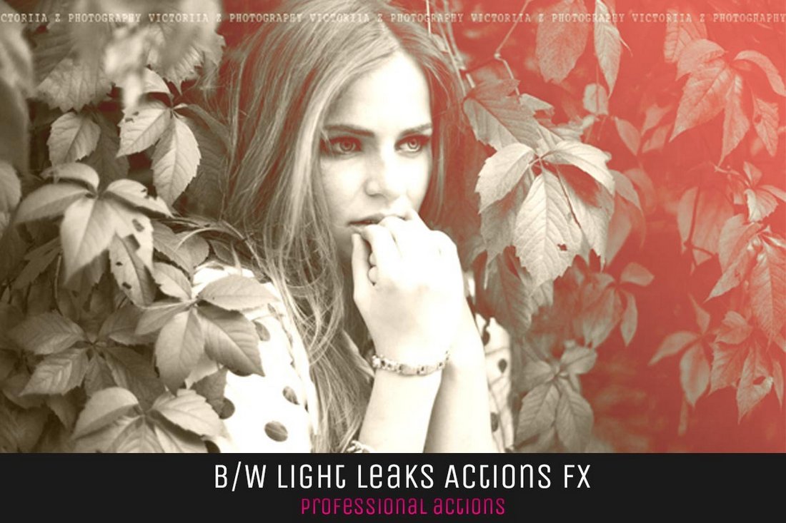 10 Free BW Light Leaks Photoshop Actions