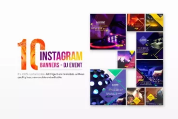 10 Instagram Post Banners for DJ Event