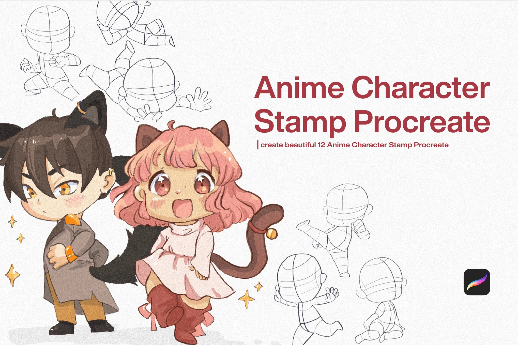 10 Anime Character Stamp Procreate