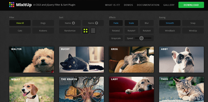 jquery css3 image sorting portfolio gallery listing plugin