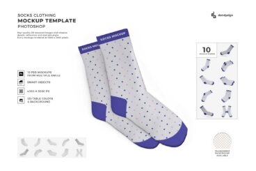 10 Socks Mockup Template Set