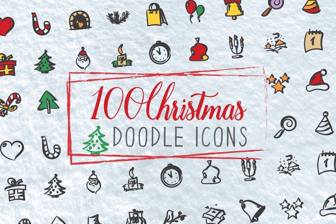 100-Christmas-Doodle-Icons 100+ Christmas Mockups, Icons, Graphics & Resources design tips 