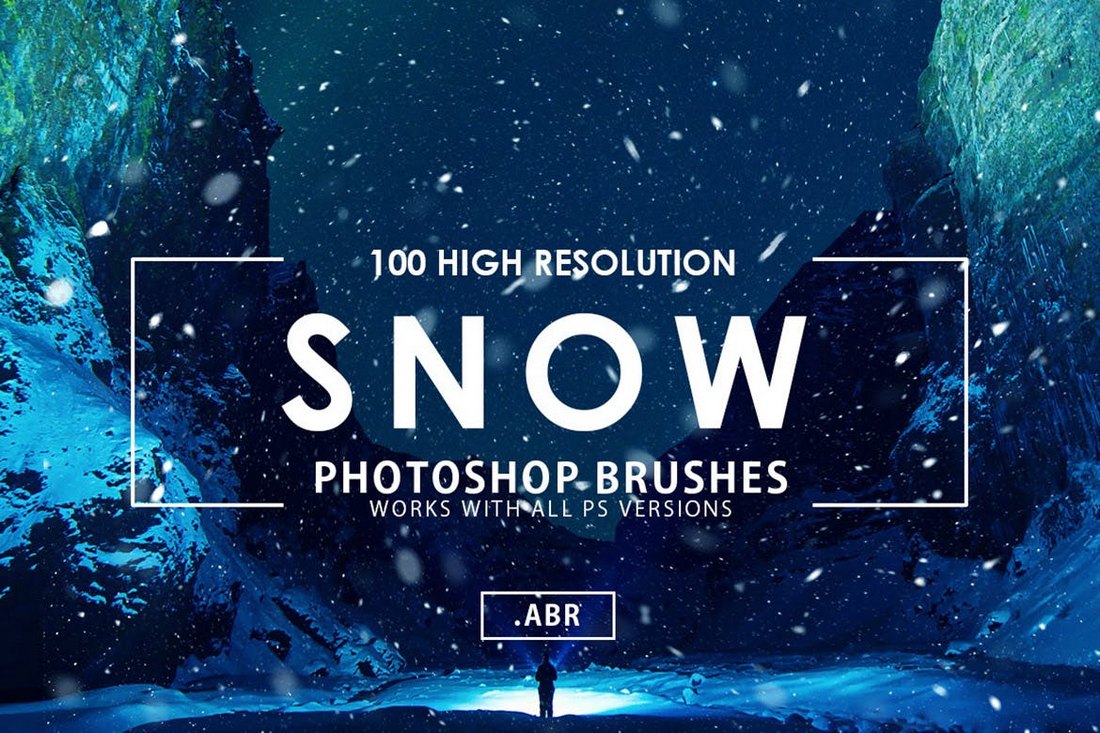 100-Snow-Photoshop-Brushes 15+ Christmas Photoshop Brushes, Actions & Text Effects design tips 