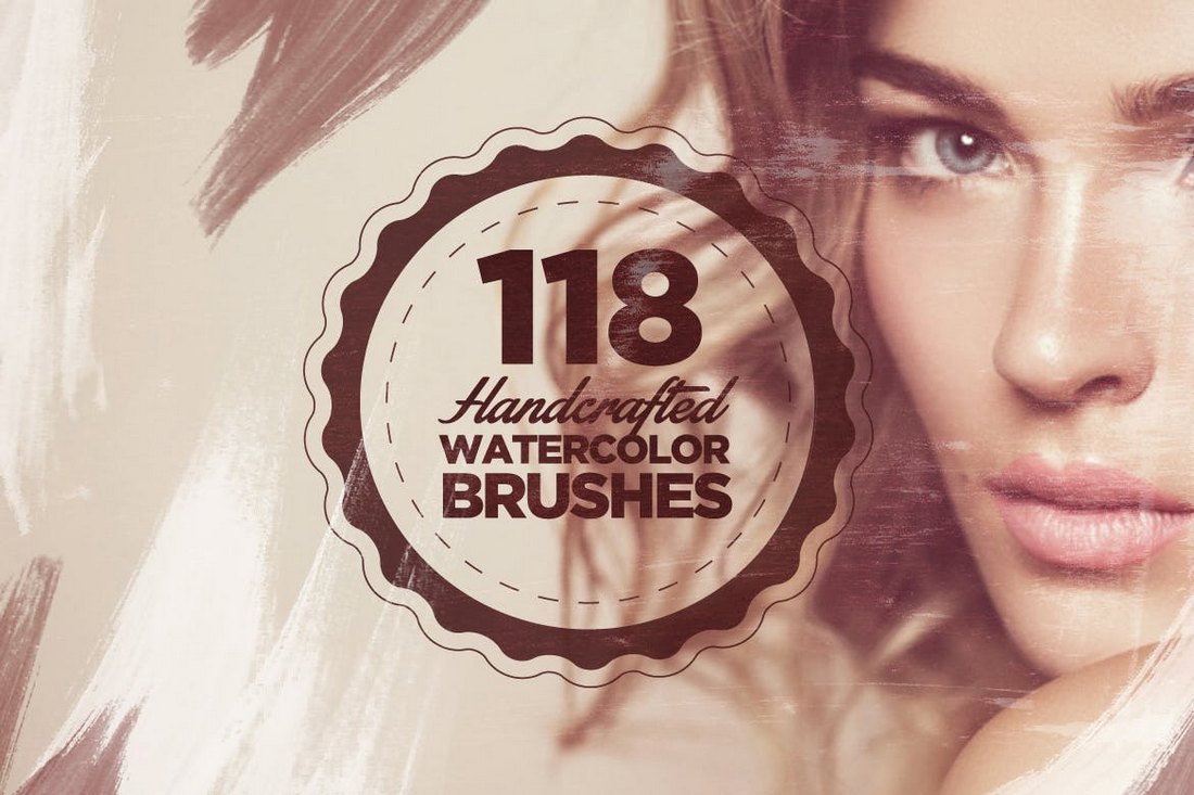 118 Handcrafted Photoshop Watercolor Brushes