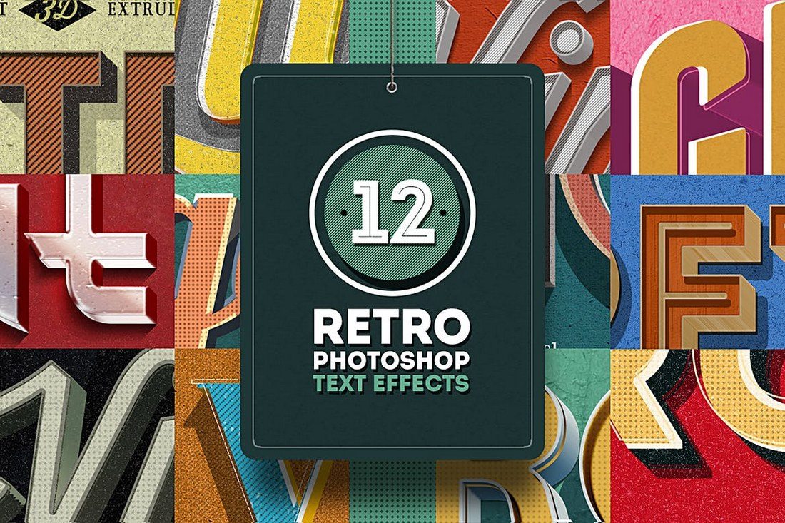 12-Retro-Photoshop-Text-Effects 30+ Best Retro Text Effects & Styles design tips 