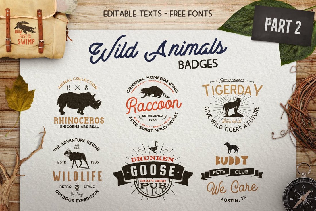 12 Wild Animals Travel & Adventure Sign Templates