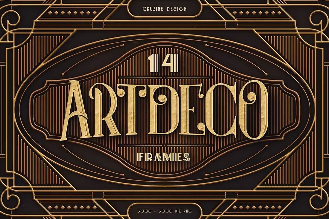 14 Art Deco Frames PNG