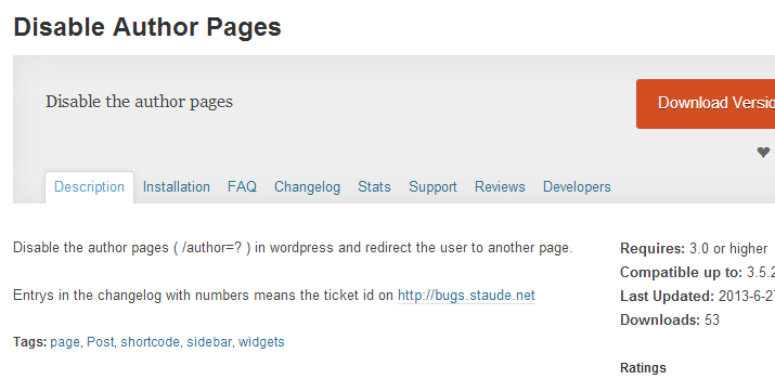 disable author archives pages wordpress plugin