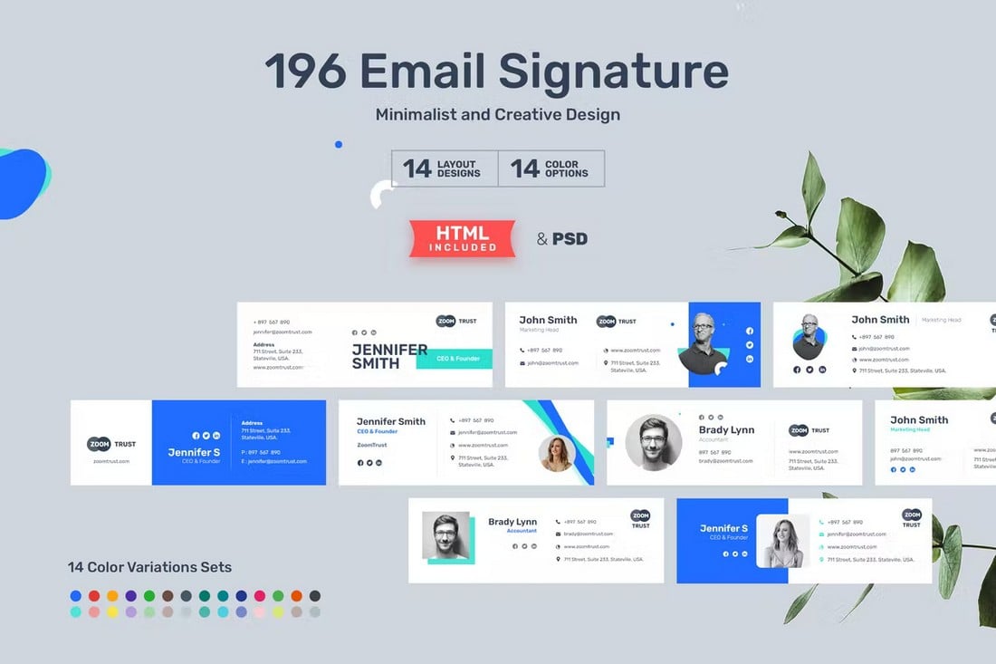 196-HTML-Email-Signature-Templates 20+ Best Professional Email Footer Signature Templates (+ Free Tips) 2022 design tips