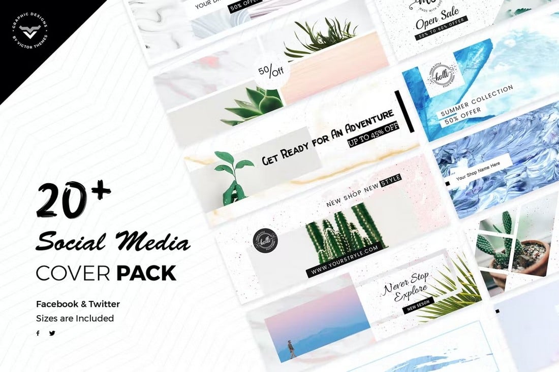 20+ Facebook & Twitter Cover Templates