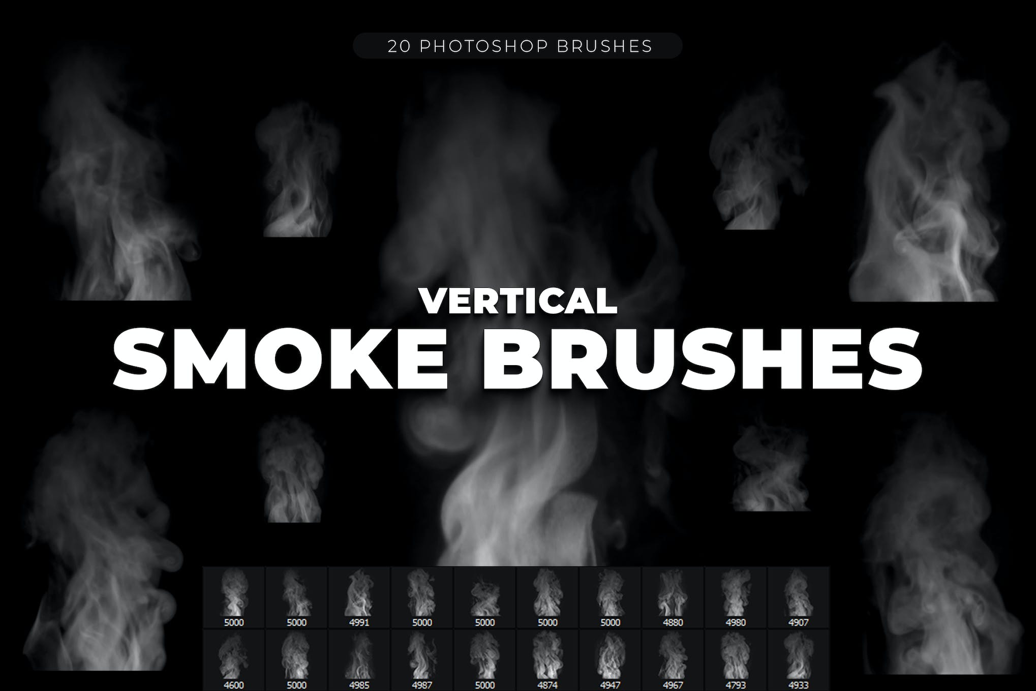 20 Vertical Photoshop Smoke Brushes