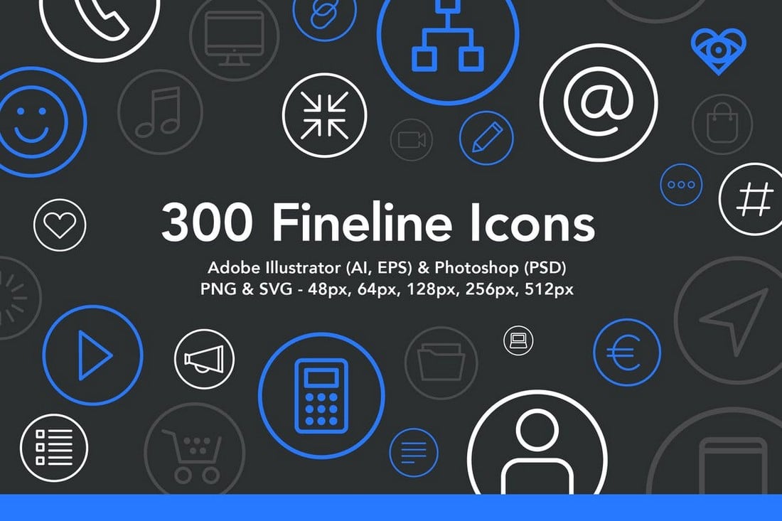 300 Fineline Icons for Adobe XD