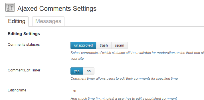 ajax inline editing comments wordress plugin