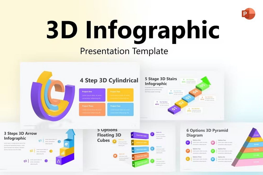 Templat PowerPoint Infografis 3D