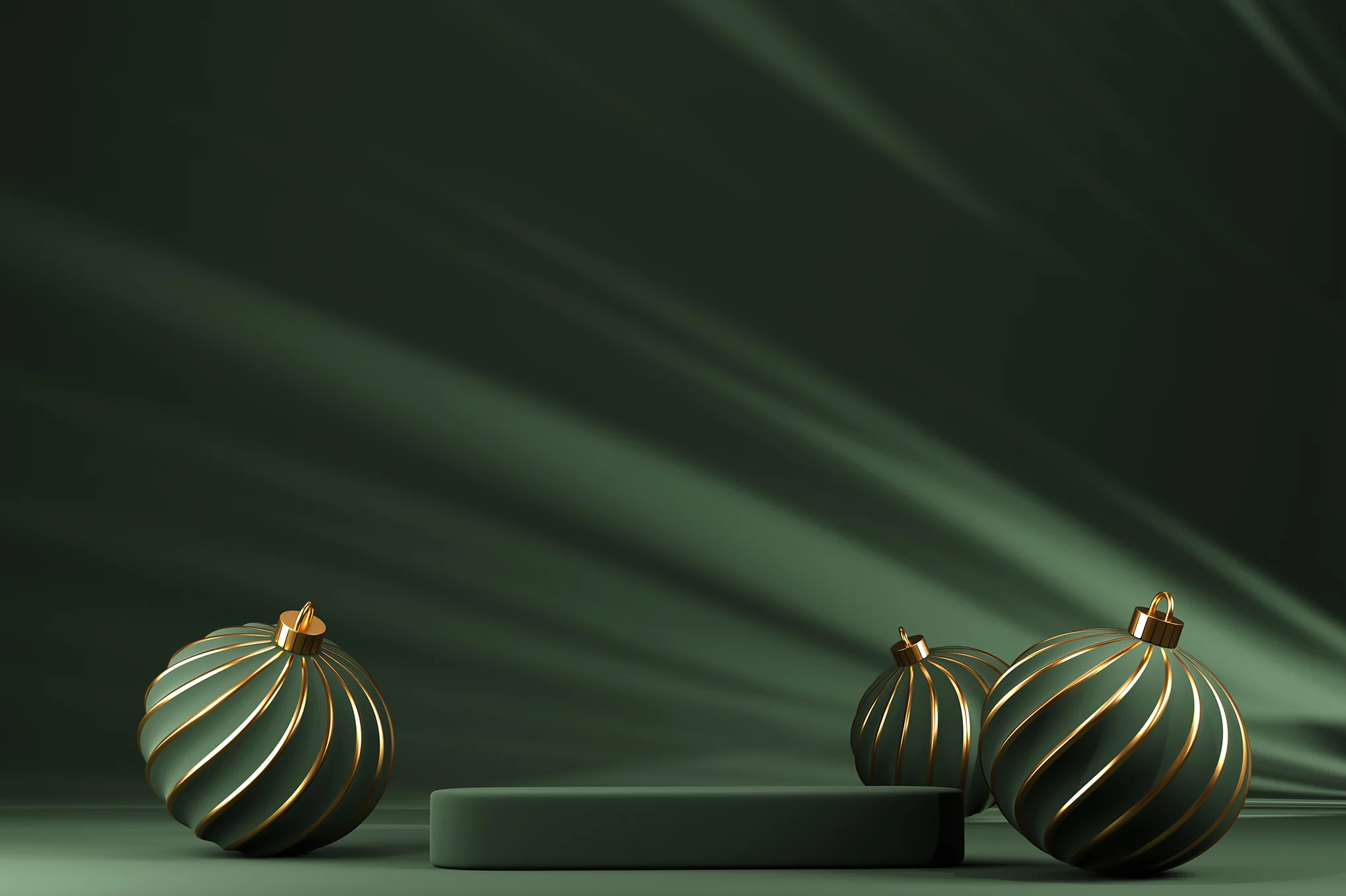 3D Christmas Background with Ornaments