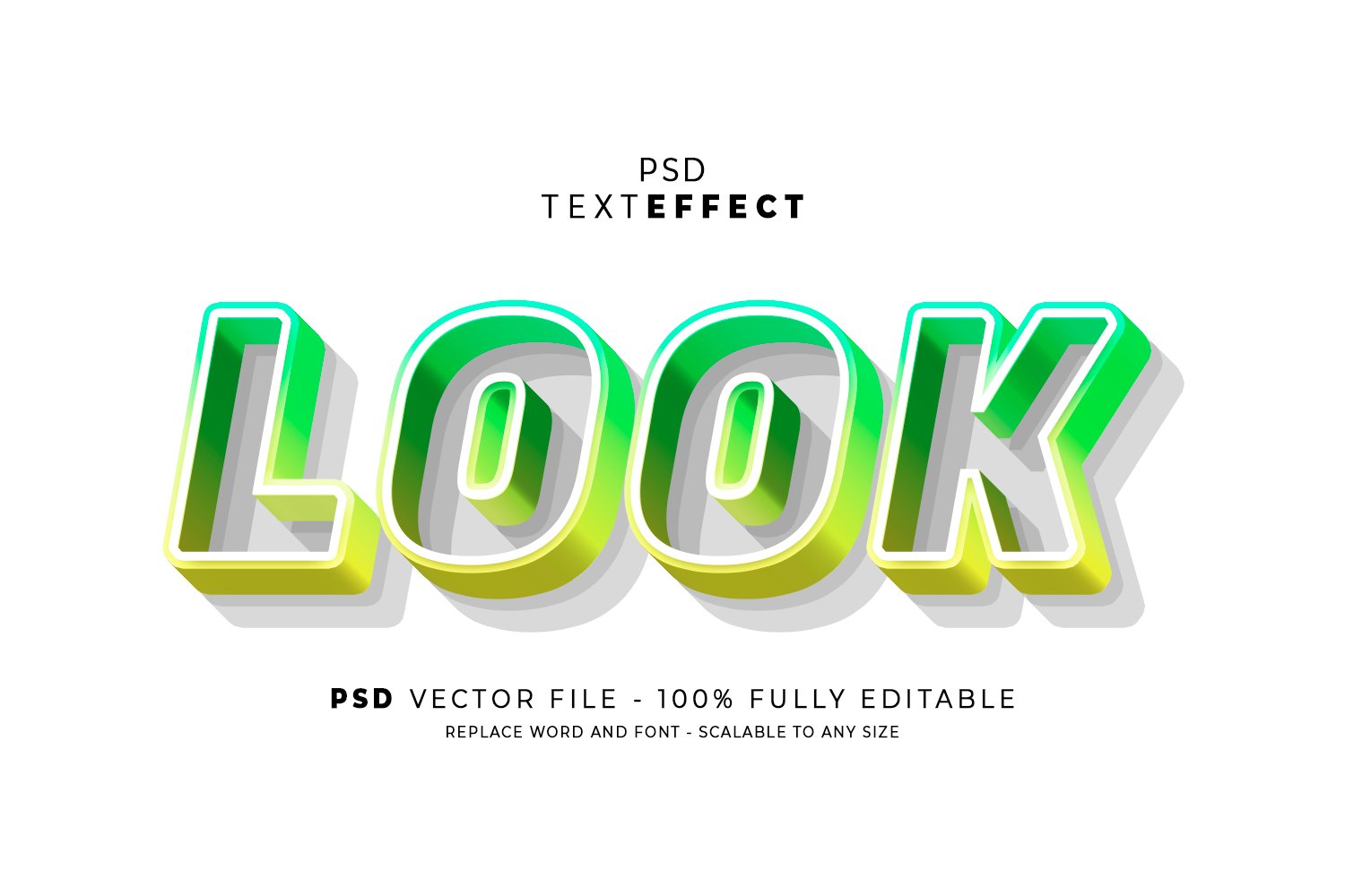3D Look Editable Text Effect PSD