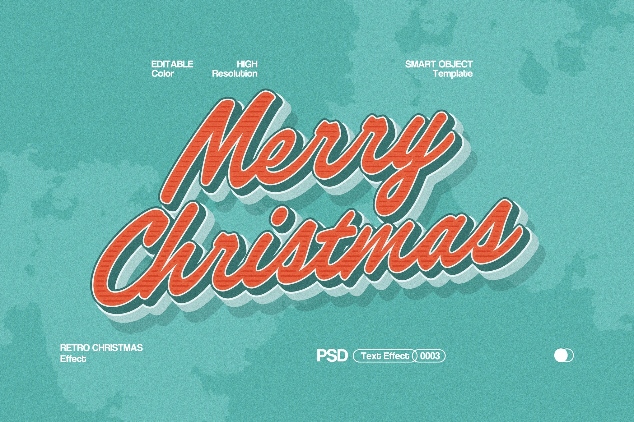 3D Retro Christmas Text Effect