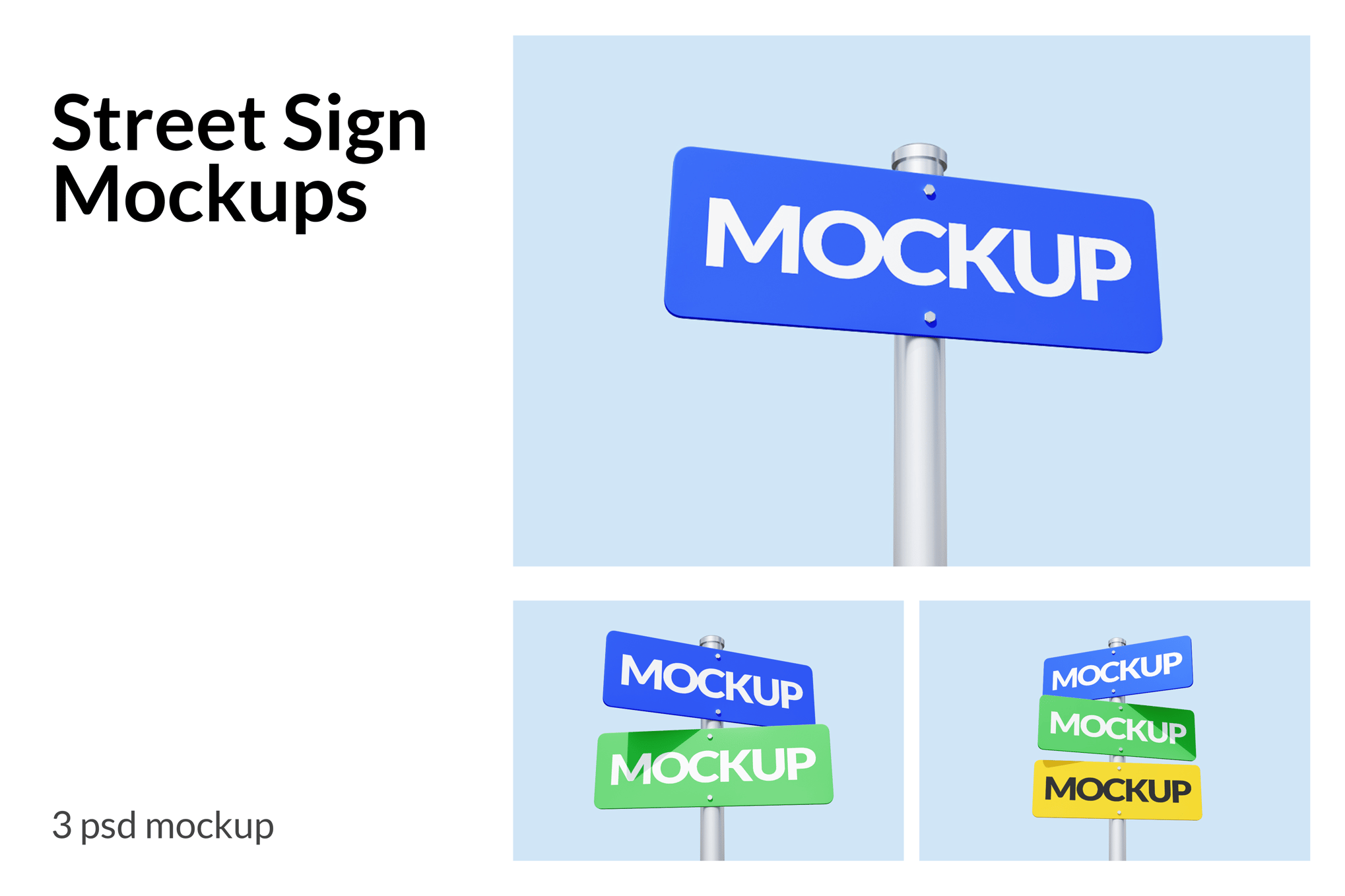 3D Street Signboard Mockup