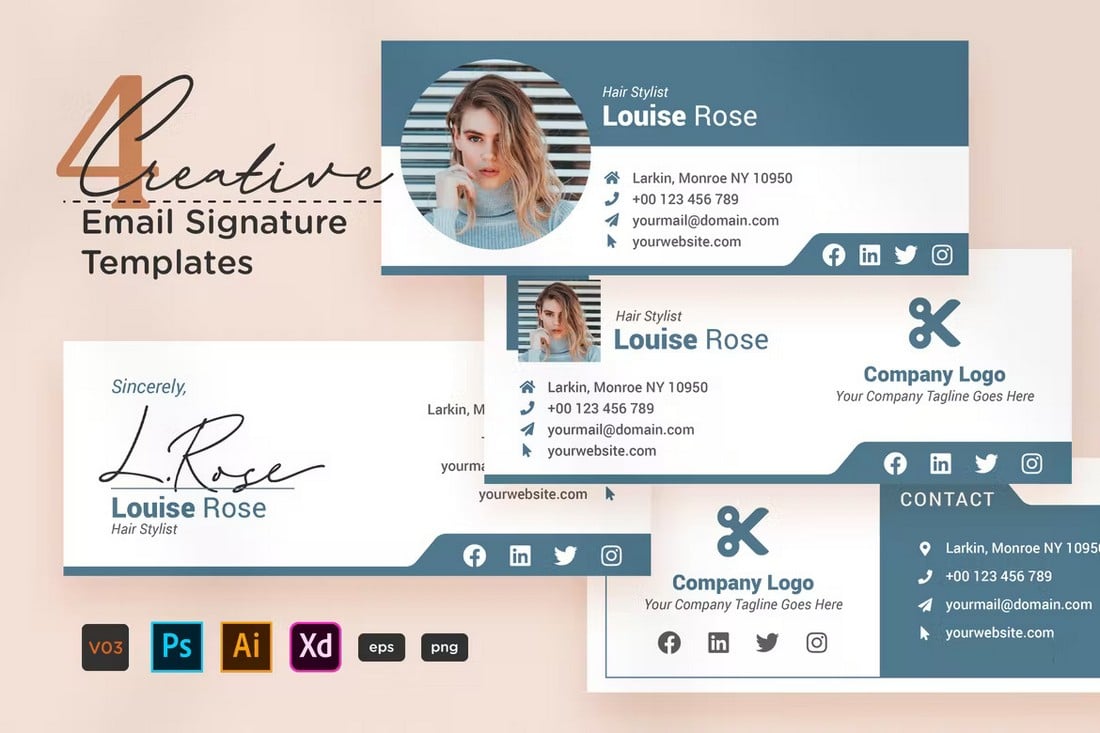 4-Stylish-Email-Signature-Templates 20+ Best Professional Email Footer Signature Templates (+ Free Tips) 2022 design tips
