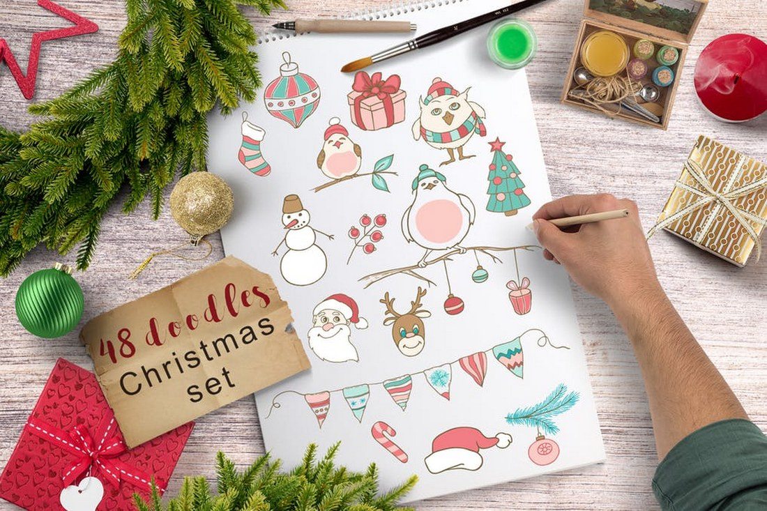 48-Christmas-Doodles 70+ Christmas Mockups, Icons, Graphics & Resources design tips 