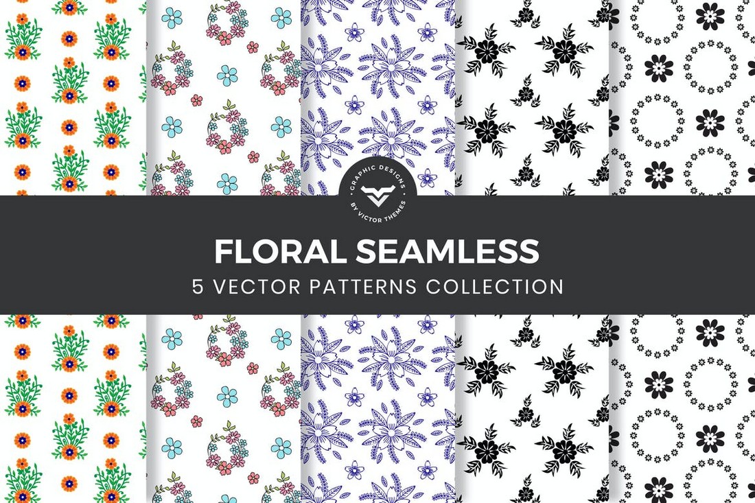 5 Floral Seamless Patterns