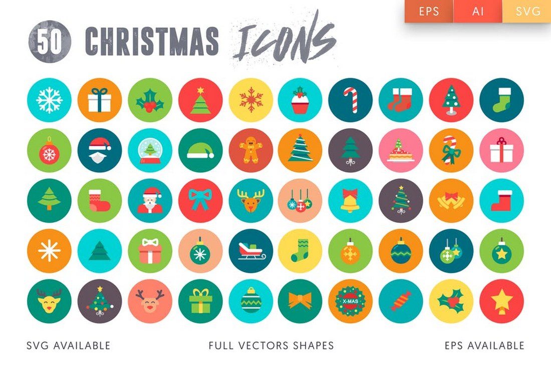 50-Flat-Christmas-Icons 100+ Christmas Mockups, Icons, Graphics & Resources design tips 