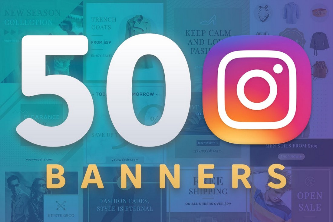 50 Instagram Banners & Post Templates Pack