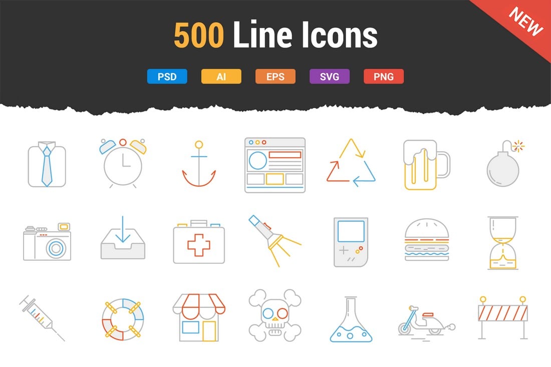500 Line Icons for Adobe XD