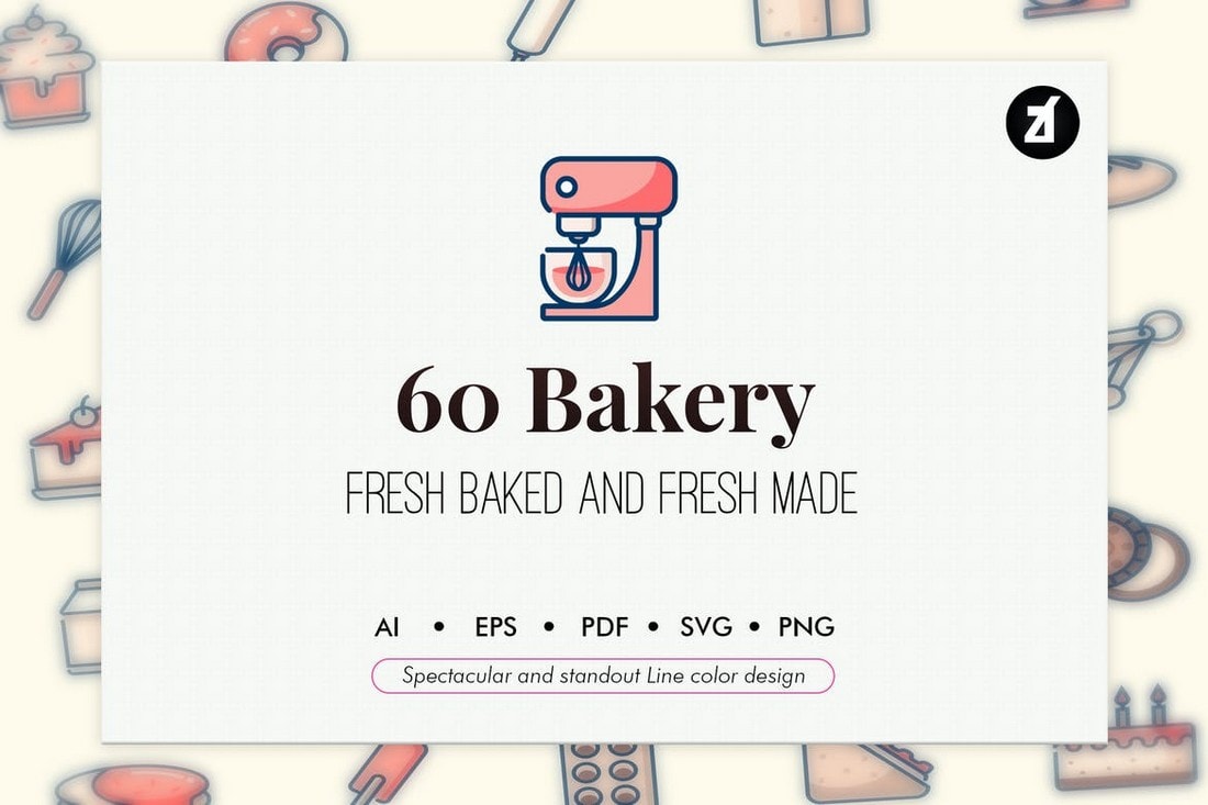 60 Bakery Elements Icons