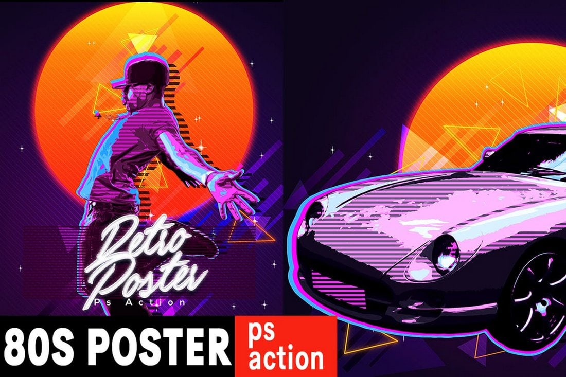 80's Retro Poster Photoshop Action