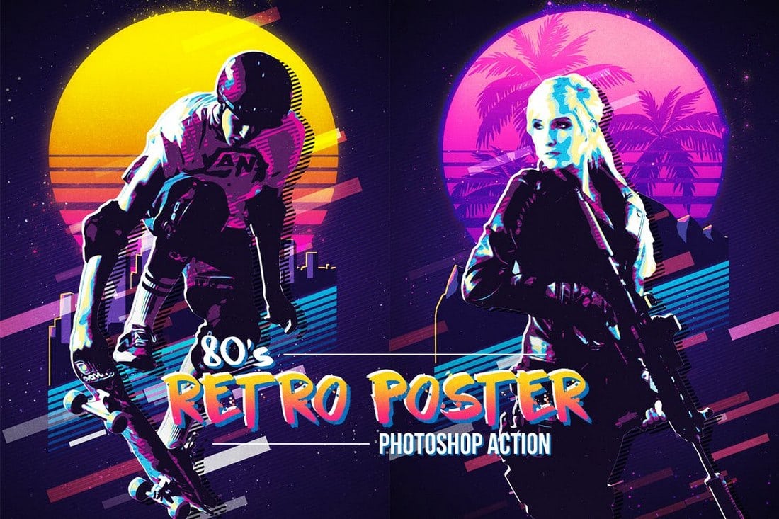 80's Retro Poster Photoshop Action