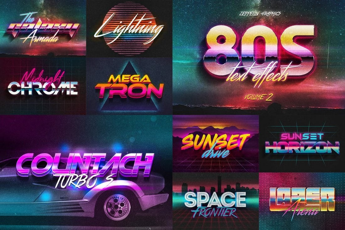 80s Retro Text Effects