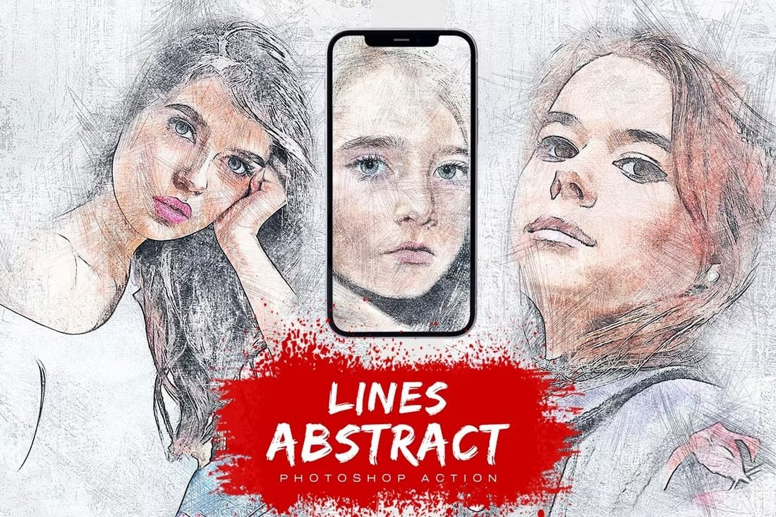 Abstract-Lines-Sketch-Photoshop-Action 20+ Photo to Pencil Actions for Photoshop (Sketch + Drawing Effects) design tips 