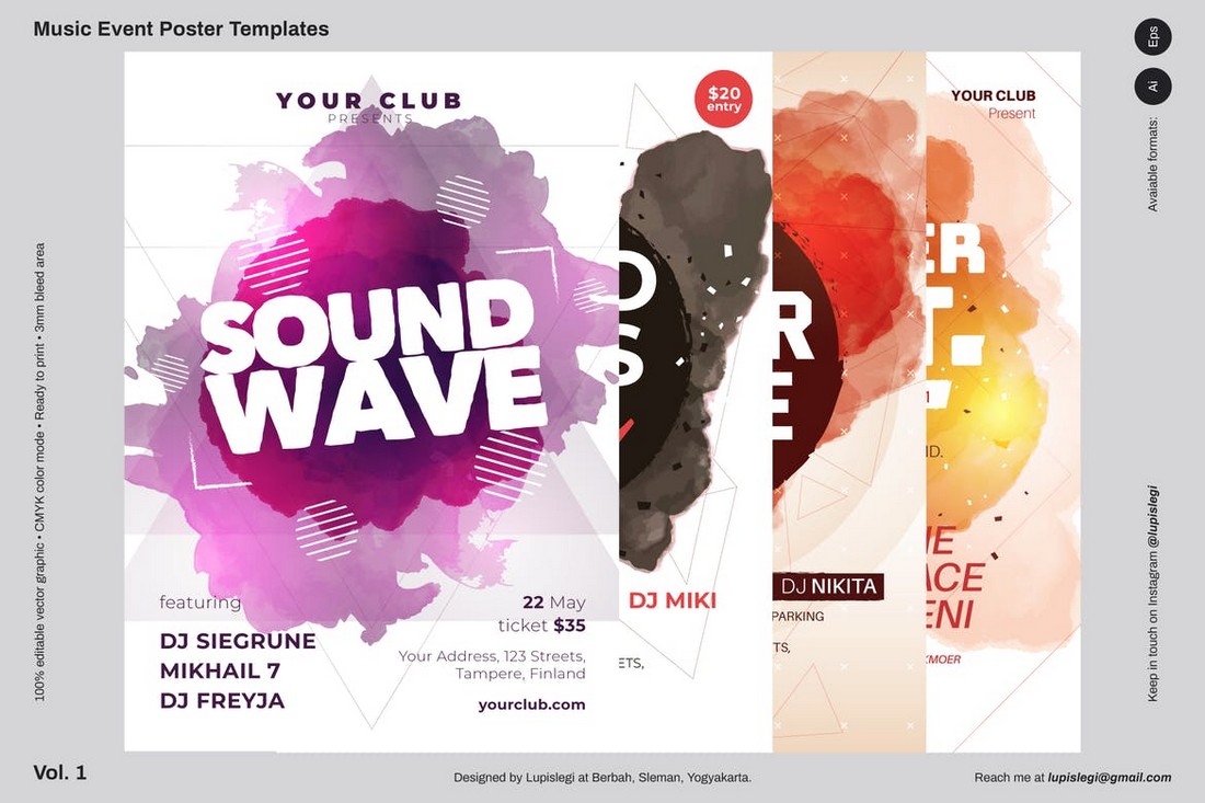 Abstract-Music-Poster-Template 10 Minimal Poster Design Examples (+10 Templates) design tips 