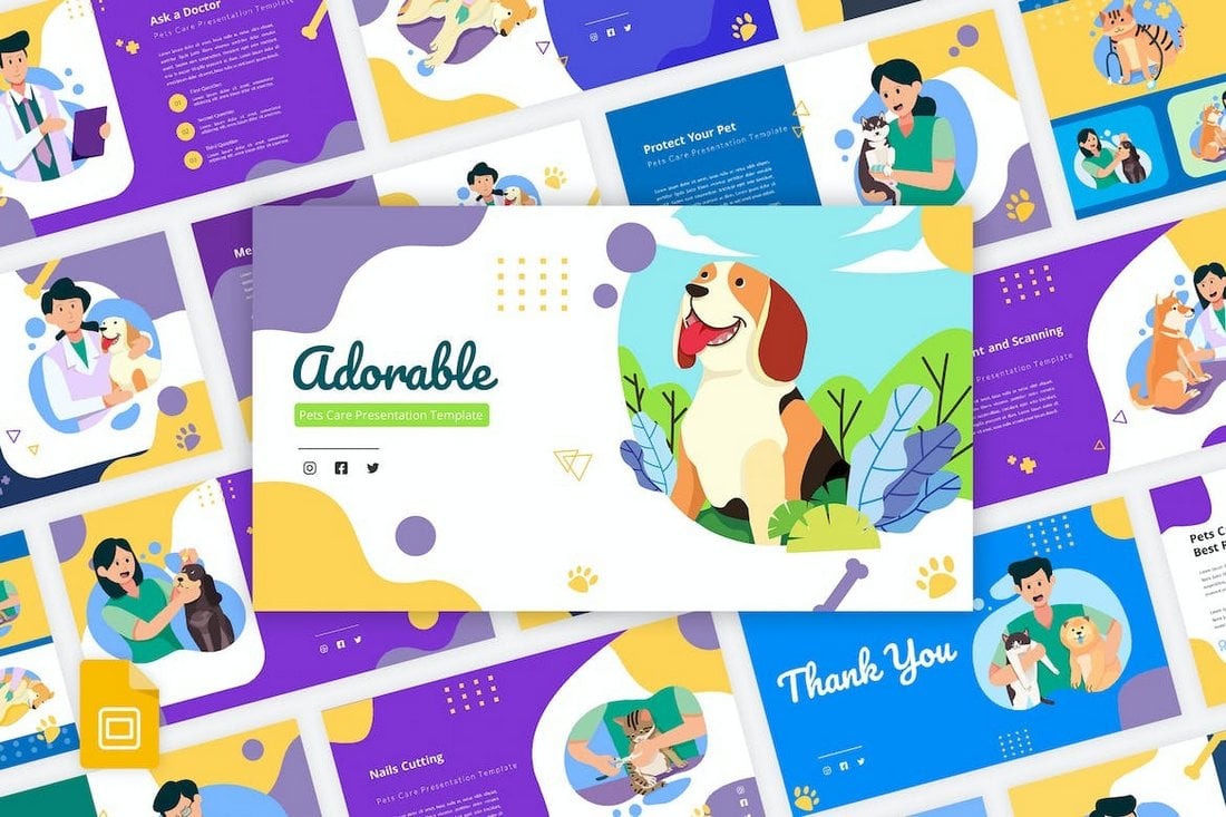 Adorable - Cute Pets Care Google Slides Theme