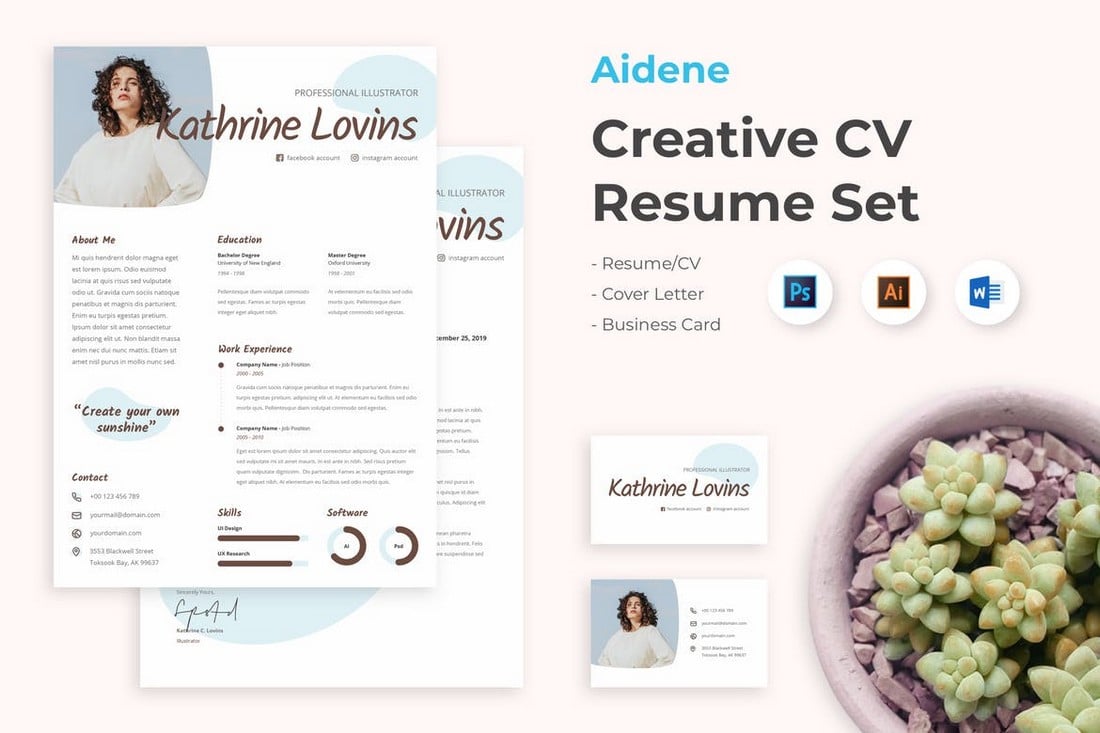 Aidene - Creative Resume CV Set for Word