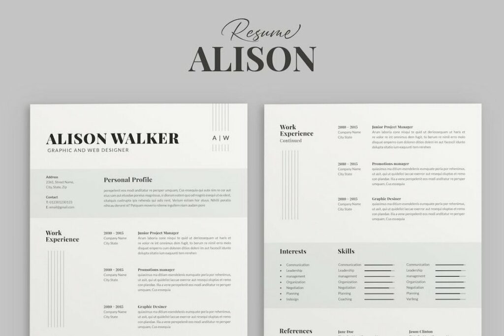 30 Best InDesign Resume Templates - Alison Professional InDesign Resume Template 1024x682 