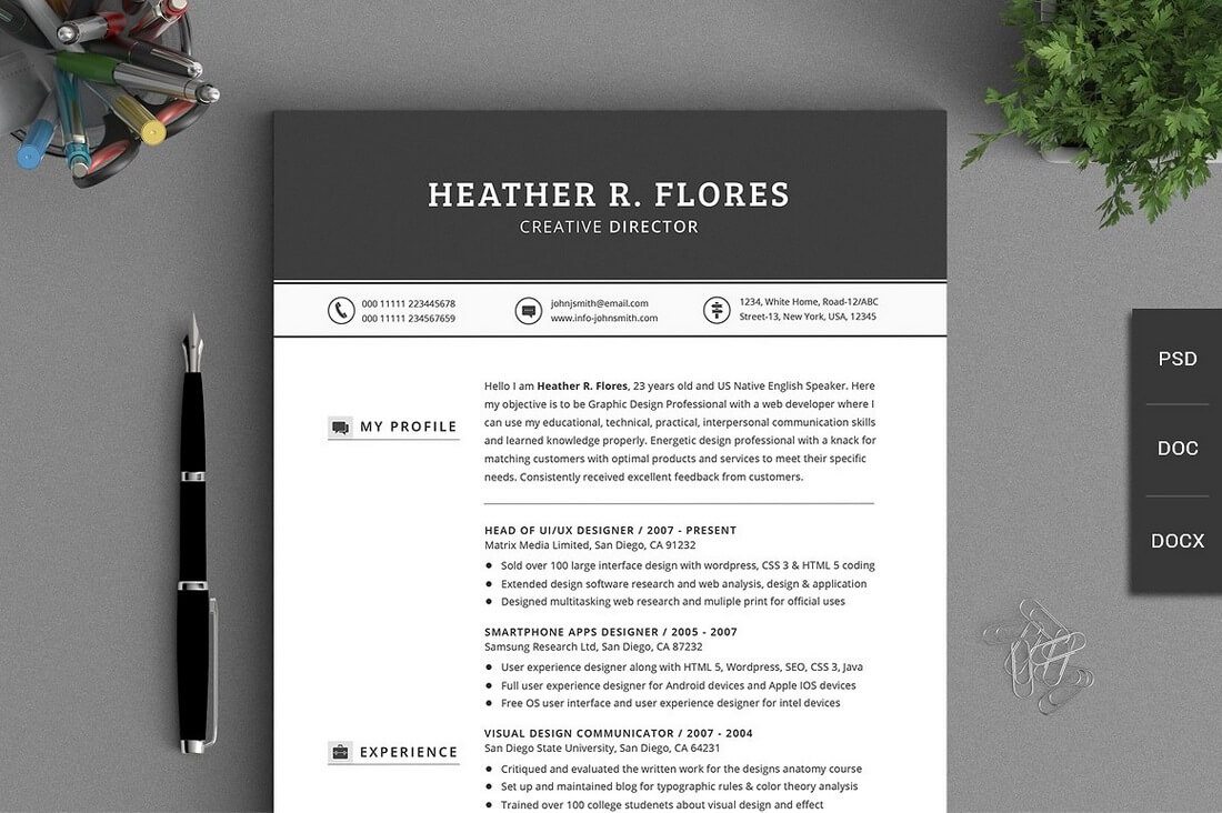 Font use graphic designer resume