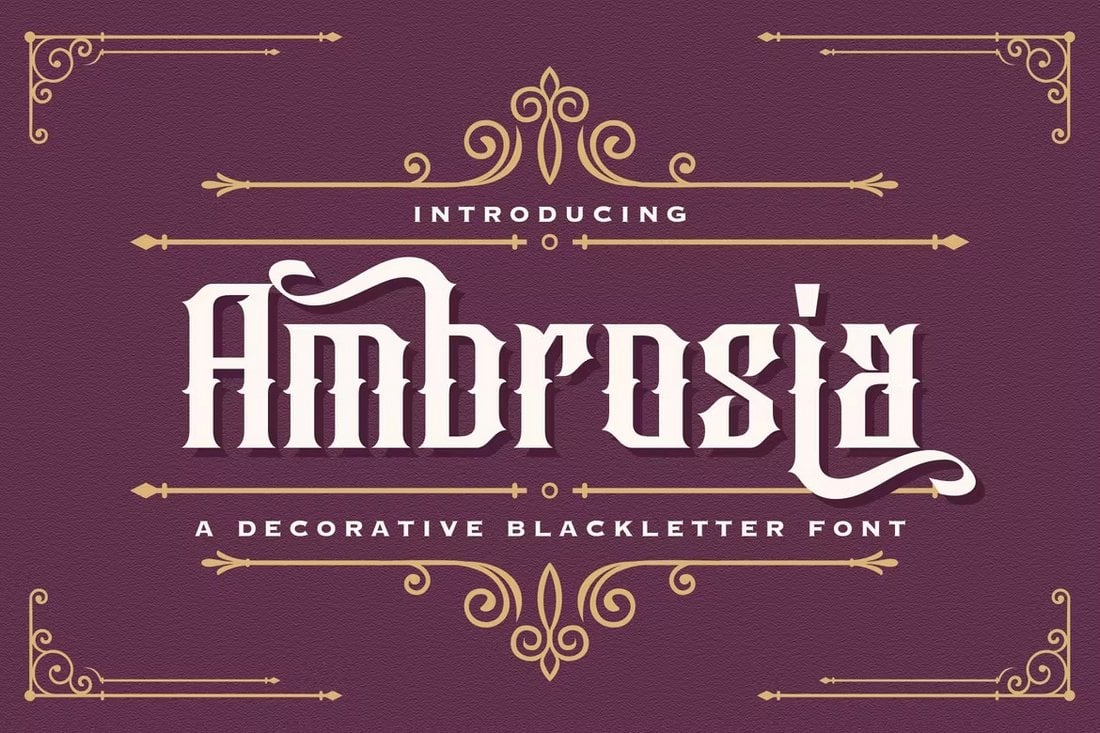 Ambrosia-Decoative-Blackletter-Old-English-Font 25+ Vintage “Old English” Fonts & Traditional Typography design tips  