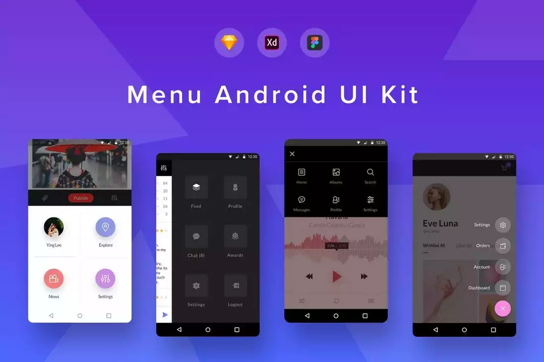 Android Menu UI Kit for Figma | Design Shack