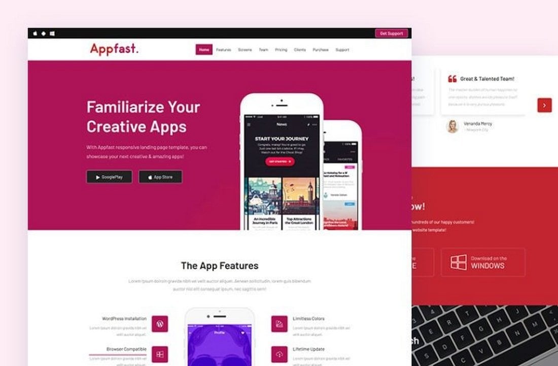 Appfast – Free App Landing Page Template