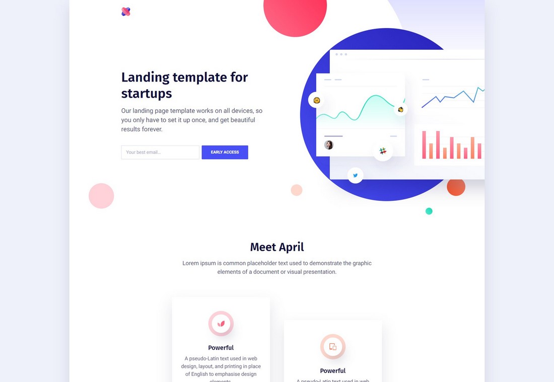 April - Free Creative Landing Page Template