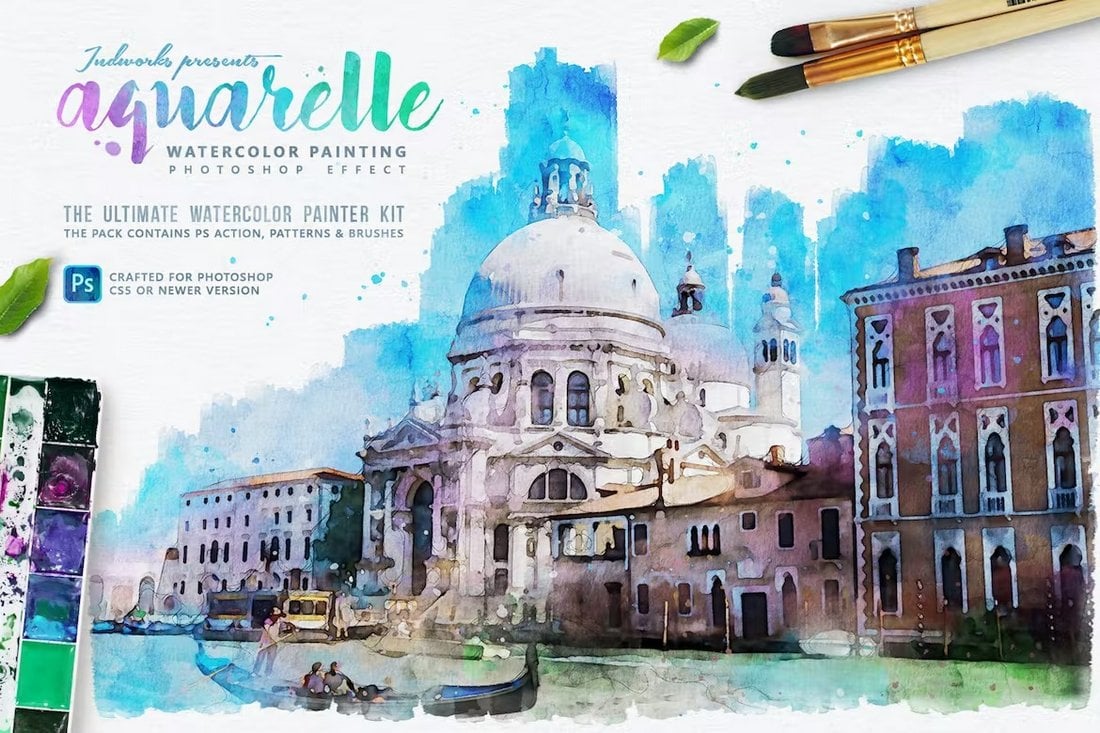 Aquarelle-Watercolor-Painting-Photoshop-Action-2 20+ Best Photo to Illustration Actions & Filters for Photoshop design tips  