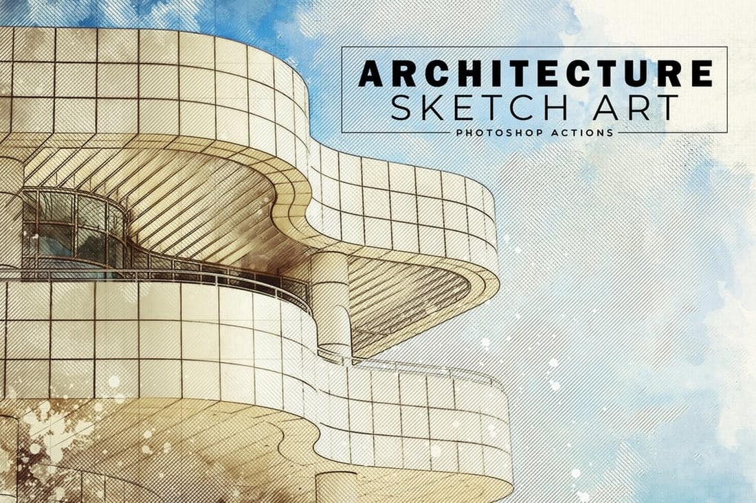 Architecture-Sketch-Art-PS-Actions 20+ Best Photoshop Filters + Plugins 2020 (+ How to Use Them) design tips 